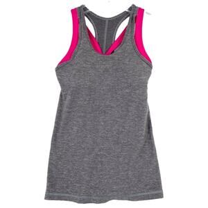 Lululemon Inspiration Racerback Tank Size 2 Heathered Gray Pink Shelf Bra